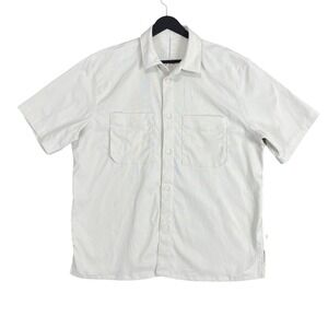Lululemon‎ Lab Short Sleeve Button Down Mens XL White Bone Utility Techwear